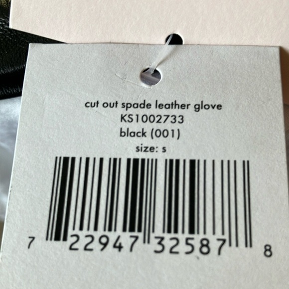 Kate Spade: Black cut out Spade Leather Gloves- Gold Tone- Small - Picture 3 of 16
